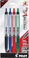 أقلام حبر سائل قابلة لإعادة الملء وقابلة للسحب من Pilot Precise V5 Rt، نقطة دقيقة للغاية، أحبار أسود/أزرق/أحمر/أخضر، 4 عبوات (26055)