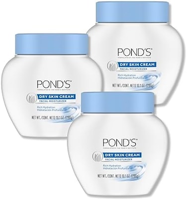 Pond's Dry Skin Cream, Face Moisturizer For Women, Daily Skin Care Facial Moisturizer Cream For Dry Skin 10.1 Oz 3 Pack