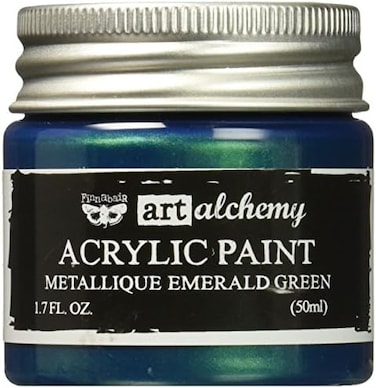طلاء أكريليك من Prima Marketing Inc Finnabair Art Alchemy 1.7 أونصة سائلة - أخضر زمردي معدني، أخرى، متعدد الألوان