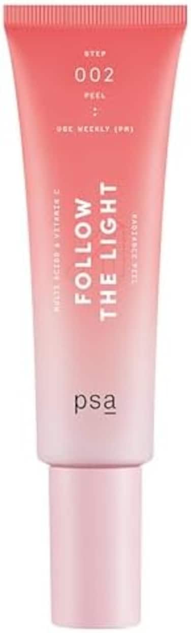 Psa Follow The Light Multi-Acids &amp; Vitamin C Radiance Peel: Weekly Rinse-Off Facial Peel With 10% Glycolic &amp; Lactic Acid, 5% Vitamin C + Pomegranate Enzymes, Centella Asiatica. 50ml/ 1.7Oz