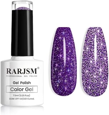 طلاء أظافر جل لامع أزرق أنيق، طلاء جل ماسي عاكس، نقع قبالة الأشعة فوق البنفسجية LED جيل للأظافر لامع جل لامع مسمار الفن مانيكير صالون DIY في المنزل Rar89