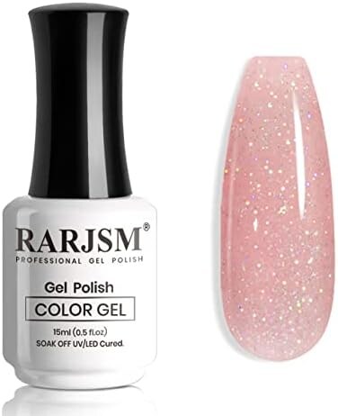 طلاء أظافر نيود جليتر وردي وردي جيلي لامع قزحي الألوان أصباغ قوس قزح سباركلي أحمر وردي شفاف جل طلاء طبيعي نقع قبالة الأشعة فوق البنفسجية LED الشفاء زجاجة واحدة 15 مل