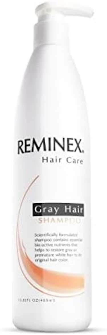 شامبو ريمينيكس المضاد للشعر الرمادي - علاج خاص مملوء بزيت الأرغان للمساعدة في استعادة الشعر الرمادي والأبيض إلى لونه الطبيعي - 13.5 أونصة بدون بارابين (عبوة واحدة)