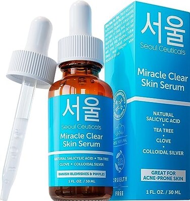 مصل حب الشباب الكوري من سيولسيوتيكالز، علاج للعناية بالبشرة للبشرة المعرضة لحب الشباب - حمض الساليسيليك سريع المفعول، شجرة الشاي والقرنفل لتوحيد لون البشرة، 30 مل