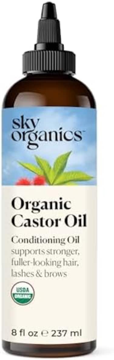 زيت الخروع العضوي - زيت تكثيف الشعر - فروة الرأس والرموش والحواجب - زيت الخروع النقي المضغوط على البارد - بلسم طبيعي - أحماض أوميغا الدهنية، نباتي - الجمال والعناية بالشعر - 236 مل