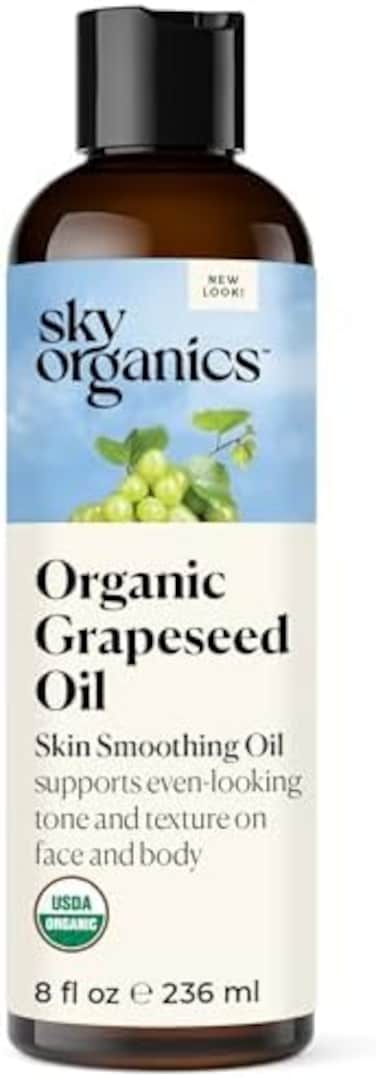 Grapeseed Oil By Sky Organics - 100% Pure, Natural &amp; Cold-Pressed Grapeseed Oil - Ideal For Massage, Cooking And Aromatherapy- Rich In Vitamin A, E And K- Helps Reduce Wrinkles - 8Oz