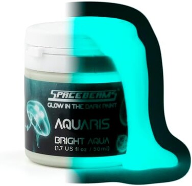 Spacebeams (50ml, Bright Aqua (Aquaris)) - Glow In The Dark Paint, Aquaris 1.7 Fl Oz (50ml), Bright Aqua Colour (Light Blue/Turquoise) By