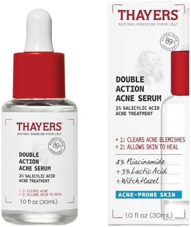 Double Action Acne Serum With Salicylic Acid, Acne Treatment Face Serum With 2% Salicylic Acid And Niacinamide, Soothing And Non-Stripping Skin Care, 1 Fl Oz