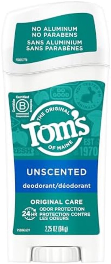 Tom's Of Maine Original Care Natural Deodorant, Unscented, 2.25 Oz. 6-Pack (Packaging May Vary)
