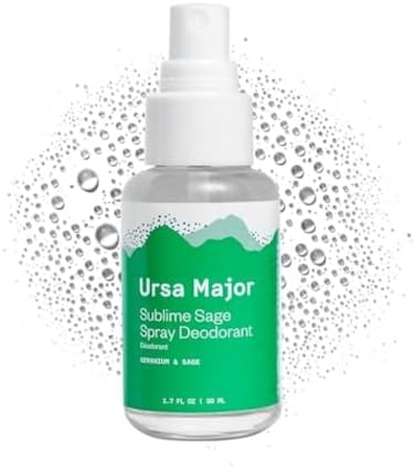 Ursa Major Sublime Sage Natural Spray Deodorant, Aluminum-Free, Vegan, Cruelty-Free, Non-Staining, 1.79 Ounces