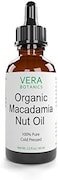 زيت جوز المكاداميا العضوي من فيرا بوتانيكس، نقي وطبيعي 100%، غير مكرر، معصور على البارد للوجه والبشرة الجافة والأظافر والشفاه والجسم والشعر - يقلل من تكسر الشعر، ويوحد لون البشرة، والتدليك العلاجي
