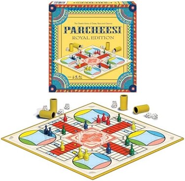 Winning Moves Parcheesi Royal Edition Games Usa, Classic Family Favorite Featuring Charming Artwork, Tokens And Dice Cups For 2-4 Players, Ages 8+ (6106)