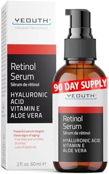 Yeouth 2.5% Retinol Serum With Hyaluronic Acid, Vitamin E, Aloe Vera, 2Oz