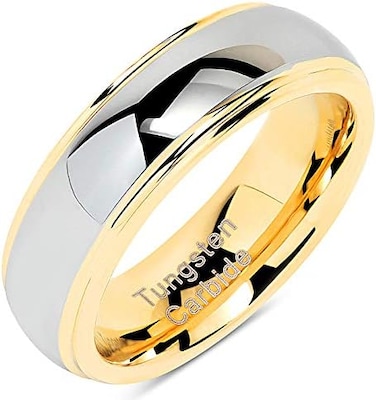 Engraved Personalized 6mm Tungsten Rings For Men Women Wedding Band Two Tones Gold Silver Engagement Size 5-13