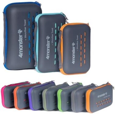 مناشف تخييم 4Monster فائقة الامتصاص، منشفة سفر من الألياف الدقيقة سريعة الجفاف، منشفة رياضية مدمجة سريعة الجفاف فائقة النعومة للسباحة والشاطئ والمشي لمسافات طويلة واليوجا والسفر والرياضة على الظهر
