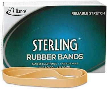 Alliance Rubber 25075 Sterling Rubber Bands Size #107, 1 Lb Box Contains Approx. 50 Bands (7" X 5/8", Natural Crepe), Beige