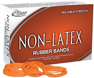 Alliance Rubber 37546#54 Assorted Non-Latex Rubber Bands, 1 Lb Box Contains #19, 33, 64 (3 1/2" X 1/16", 3 1/2" X 1/8", 3 1/2" X 1/4", Orange)