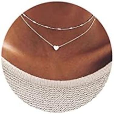 Silver Bohemia Layered Necklace With Simple Beads Love Heart Pendant Necklace For Women