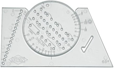 Alvin, Al666, Lettering Guide And Rule Template - 3.88 L X 2.38 H