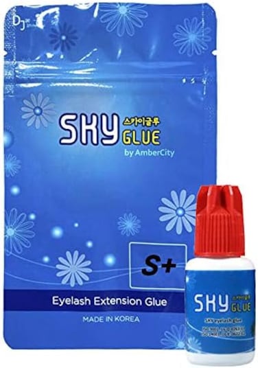 Eyelash Extension Glue Sky S+, Super Strong Black Adhesive, 1-2 Sec Drying Time, Professional Use Only Black Adhesive, Semi-Permanent Extensions (1 Bottle)
