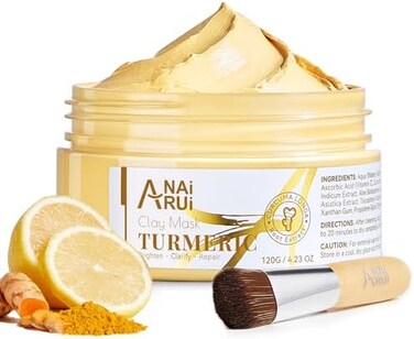 Turmeric Vitamin C Face Mask For Dark Spots, Kaolin Clay Mask With Vitamin C E And Aloe, Skin Care Turmeric Clay Mask For Acne &amp; Refineing Pores, Smooth &amp; Radiant Skin, 4.23 Oz
