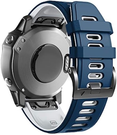 Ancool Fenix ​​6X Pro Watch Band / Fenix ​​5X Watch Band / Fenix ​​7X Watch Band 26mm سيليكون حزام الساعة لـ Fenix ​​8 51mm / 6X / 5X Plus / 7X Pro (أزرق داكن-أبيض)