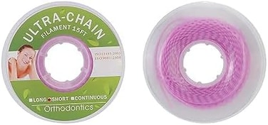 Annwah Dental Colorful Orthodontic Braces Rubber Chains, Dental Rubber Chains For Braces Power Chains For Orthodontic Treatment(Long, Purple 28)