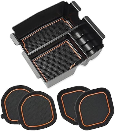 حامل أكواب تلقائي من Auovo مناسب لـ 2018 2019 Wrangler Jl Jlu 2020 Gladiator Jt Cup Mat Pad ملحقات الديكور الداخلي (مجموعة 4 قطع) (برتقالي)