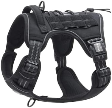 Auroth Tactical Harness For Large Dogs No Pull Adjustable Pet Harness Reflective K9 Working Training Easy Control Pet Vest Military Service Dog Harnesses Black L