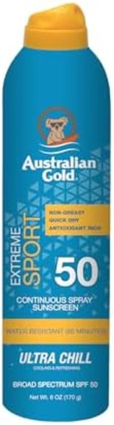 بخاخ واقي من الشمس المستمر من أستراليان جولد إكستريم سبورت بعامل حماية من الشمس 50 (واسع الطيف/مقاوم للعرق والماء/غير دهني/خالي من الأوكسيبنزون/لم يتم الإساءة إلى الحيوانات لتصنيعه)، 6 أونصة