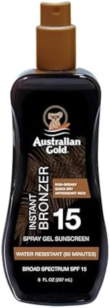 Australian Gold Spray Gel Sunscreen With Bronzer SPF 15-8Oz