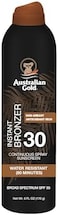 Australian Gold Continuous Spray Sunscreen With Instant Bronzer SPF 30, Immediate Glow &amp; Dries Fast Water Resistant Nongreasy Oxybenzone Free Cruelty Free, Bronzer New, Orange, 6 Oz