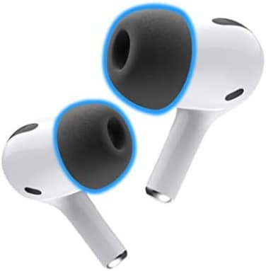 Foam Masters Memory Foam Ear Tips For Airpods 1St &amp; 2Nd Gen, Comfortable, Secure, Better Noise Cancellation, Version 3.0 Replacement Buds (Large - 3 Pairs, Black)