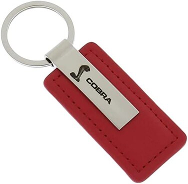 Au-Tomotive Gold Ford Shelby Cobra Red Leather Car Key Chain, Official Licensed