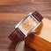 Avaner Mens Square Watch, Vintage Leather Cuff Watch, Roman Numeral Analog Quartz Wristwatch, Leather Strap Classic Retro Watch With Auto Calendar Window