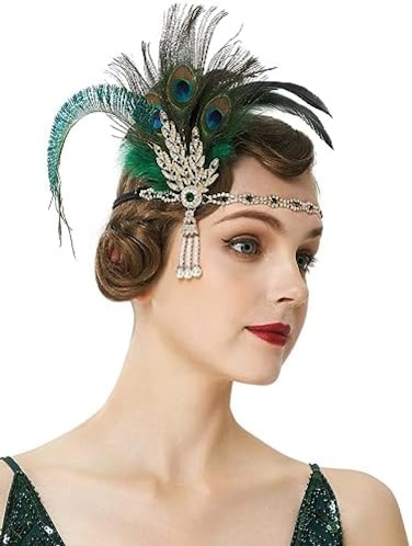 1920S Flapper Feather Headband Roaring 20S Showgirl Gatsby Headpiece