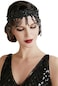 1920S Flapper Headpiece Headband Great Gatsby Chain Headband For Women (Black)