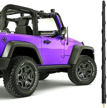 Basiker 16 Inch Antenna For Jeep Wrangler Gladiator Jk Jt Rubicon Sahara Unlimited Sport 4Xe Willys Mojave 2007-2024, Jeep Wrangler Antenna Replacement, Upgrade Car Am Fm Jeep Accessories