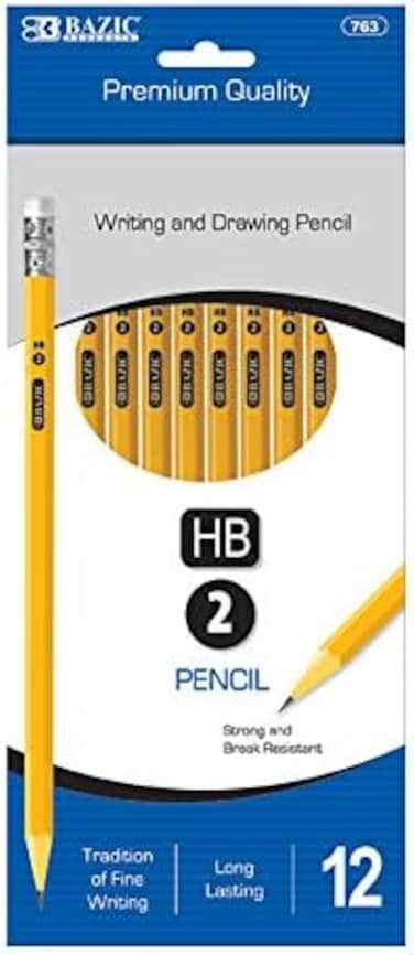 Bazic Pencil #2 Hb Pencils, Latex Free Eraser, Premium Wood Yellow Unsharpened Pencils (12/Pack), 1-Pack