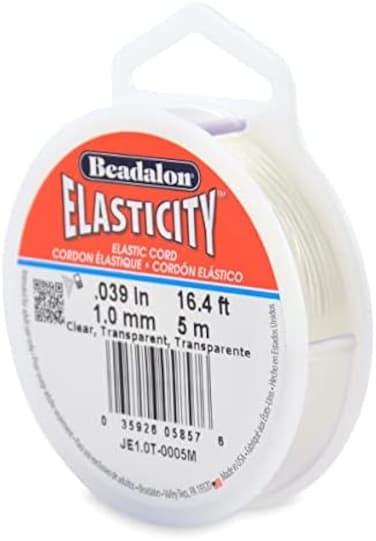Beadalon Elasticity Stretch Cord, 1.0 mm / .039 In, Clear, 5 M / 16.4 Ft, Je1.0T-0005M
