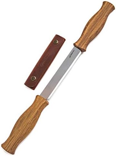 Beavercraft Draw Knife With Leather Sheath Dk1S-4, 3" Straight Shave Knife Wood Carving Tools Woodworking Hand Tool