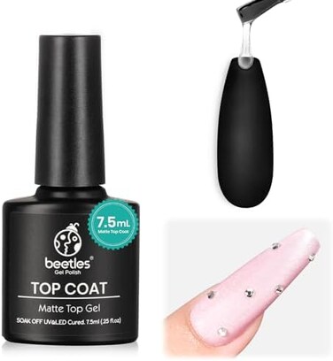 Beetles Gel No Wipe Matte Top Coat - Soak Off Nail Lamp Polish Matte Finish &amp; Long Lasting For Women