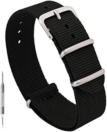 Nylon Watch Band - Waterproof Ballistic Nylon One-Piece Military Watch Straps For Men &amp; Women - Choice Of Color &amp; Width - 18mm, 20mm, 22mm Or 24mm