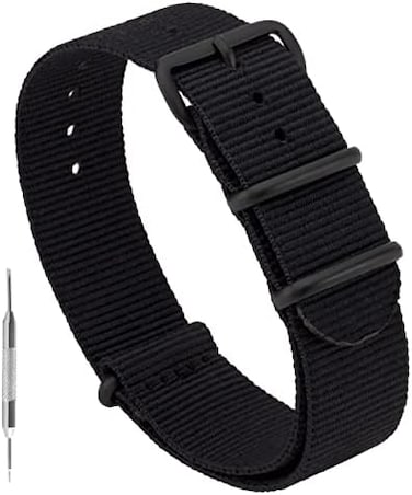 Nylon Watch Band - Waterproof Ballistic Nylon One-Piece Military Watch Straps For Men &amp; Women - Choice Of Color &amp; Width - 18mm, 20mm, 22mm Or 24mm