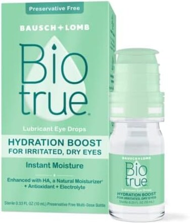 Biotrue Hydration Boost Eye Drops, Preservative Free, Soft Contact Lens Friendly For Irritated And Dry Eyes From Bausch + Lomb, Naturally Inspired, 0.33 Fl Oz (10ml)