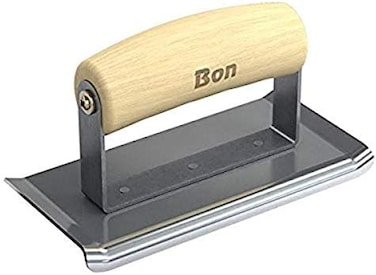 Bon 12-469 6 3-Inch Stainless Steel Curved End Concrete Edger With 1/4-Inch Radius And 3/8-Inch Depth, Wood Handle, 1/4" X 3/8