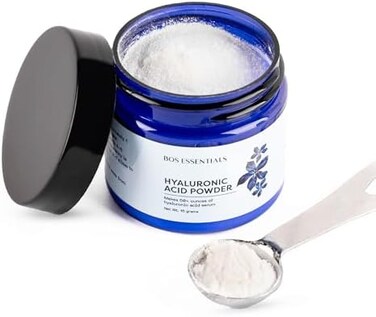 مسحوق حمض الهيالورونيك النقي (فائقة النعومة)، هيالورونات الصوديوم الطبيعية 100%، يحبس الرطوبة ويخلق بشرة ممتلئة وشبابية، يصنع 35 أونصة من مصل حمض الهيالورونيك المضاد للشيخوخة!