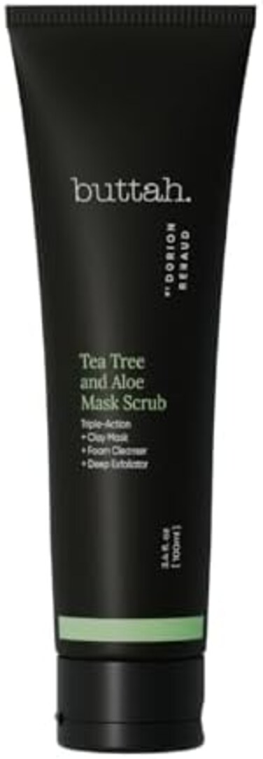 Skin Tea Tree &amp; Aloe Exfoliating Scrub 3Oz - Multi-Tasking Cleanser - Tea Tree Oil &amp; Kaolin Clay Treatment - Naturally Based Skin Care For Men &amp; Women - Black-Owned Skincare