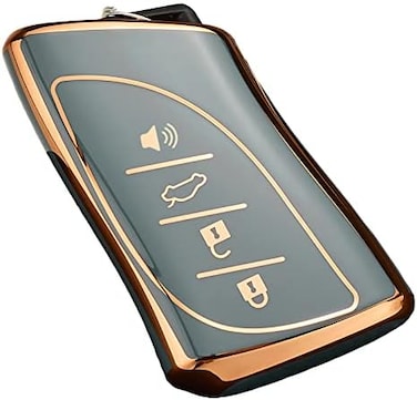 Key Fob Cover For Lexus Rx Es Ux Nx Gx Is Ls Premium Soft Tpu Full Cover Protection Key Fob Case Smart Remote Key Holder (Grey)