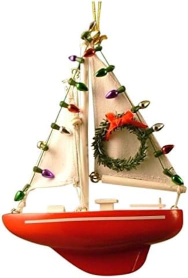 Nautical Sailboat Sailing Sail Wood Christmas Holiday Ornament